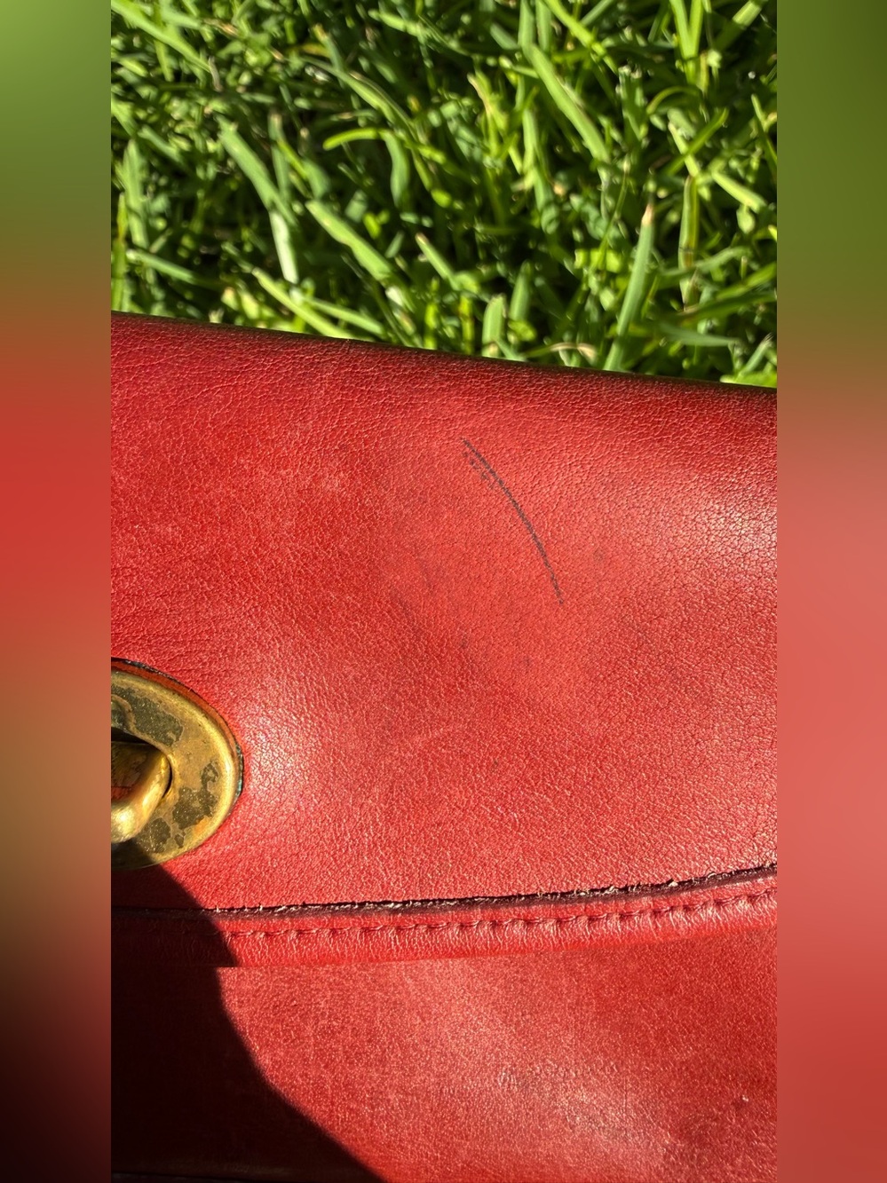 90s Vintage Coach Red Leather Cosmetic Clutch SLG Turnlock Pouch 7171 - Picture 13 of 14